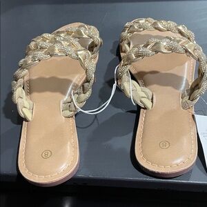 Elegant Gold Braided Women's Sandals